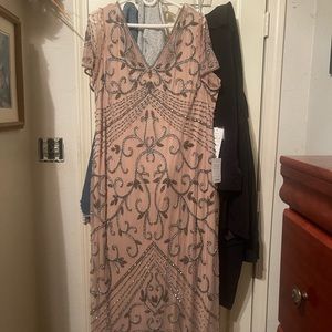 Mauve beaded evening long dress